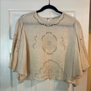 A&F Cream Embroidered Women's Top